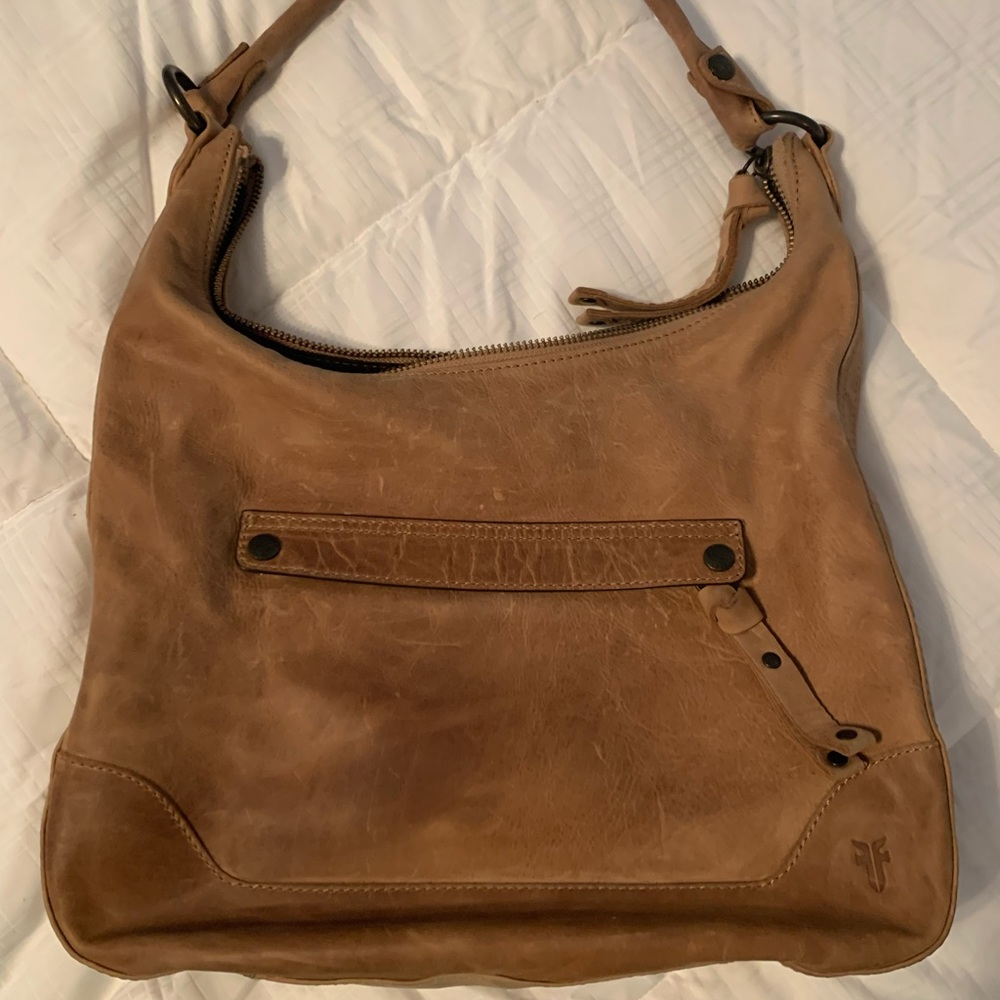 Frye distressed leather shoulder/hobo bag